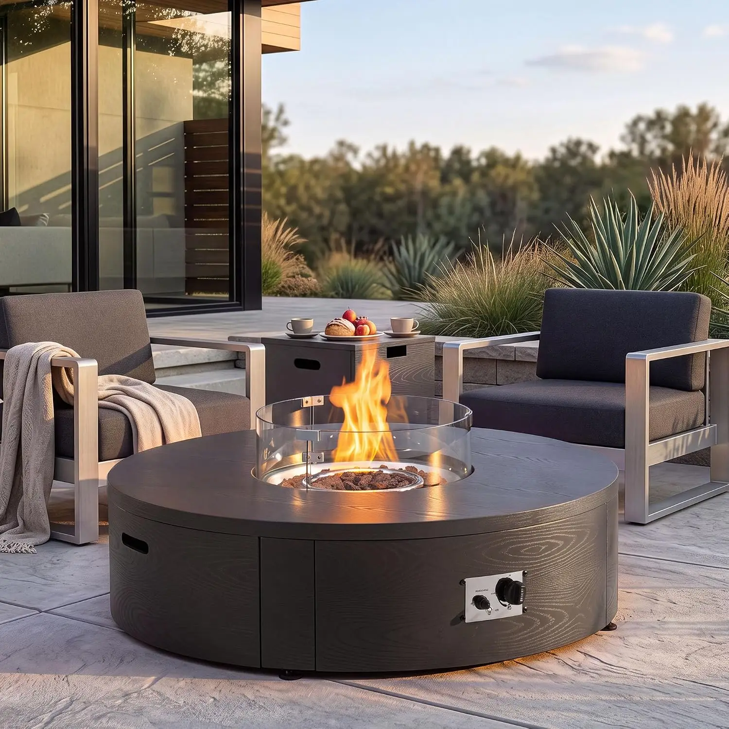 42inch Outdoor Fire Pit Table Propane Firepit for Outside, 50,000 BTU Oversize Round Metal Fire Pits with Tank, Customized