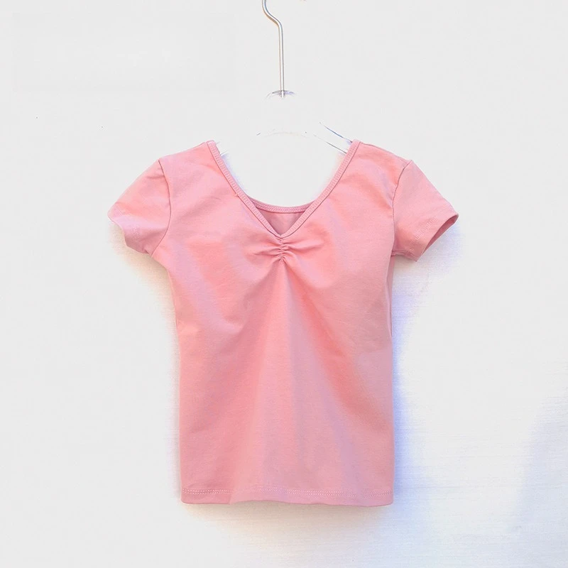 Theeper Spaghetti Strap Short Sleeve Separate Top Training Outfit Exam Stage Performance Daily Gymnastics Practice Dance Apparel