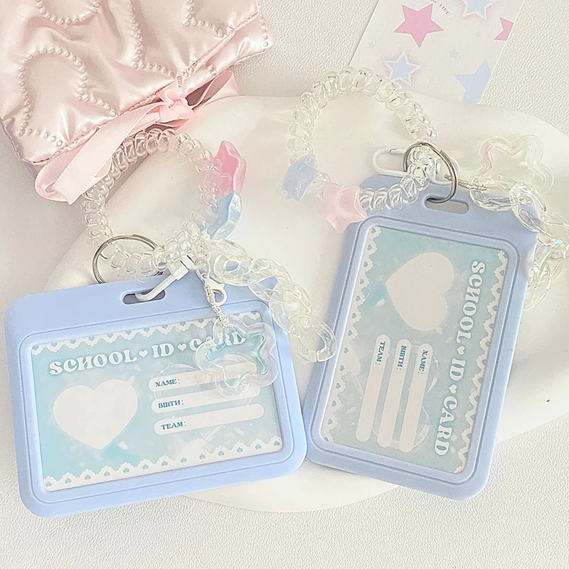 INS Cute Card Holder Photo Card Cover Kpop Keychain Idol Protection Case Campus Card Bus Card Holders Bank ID Holders