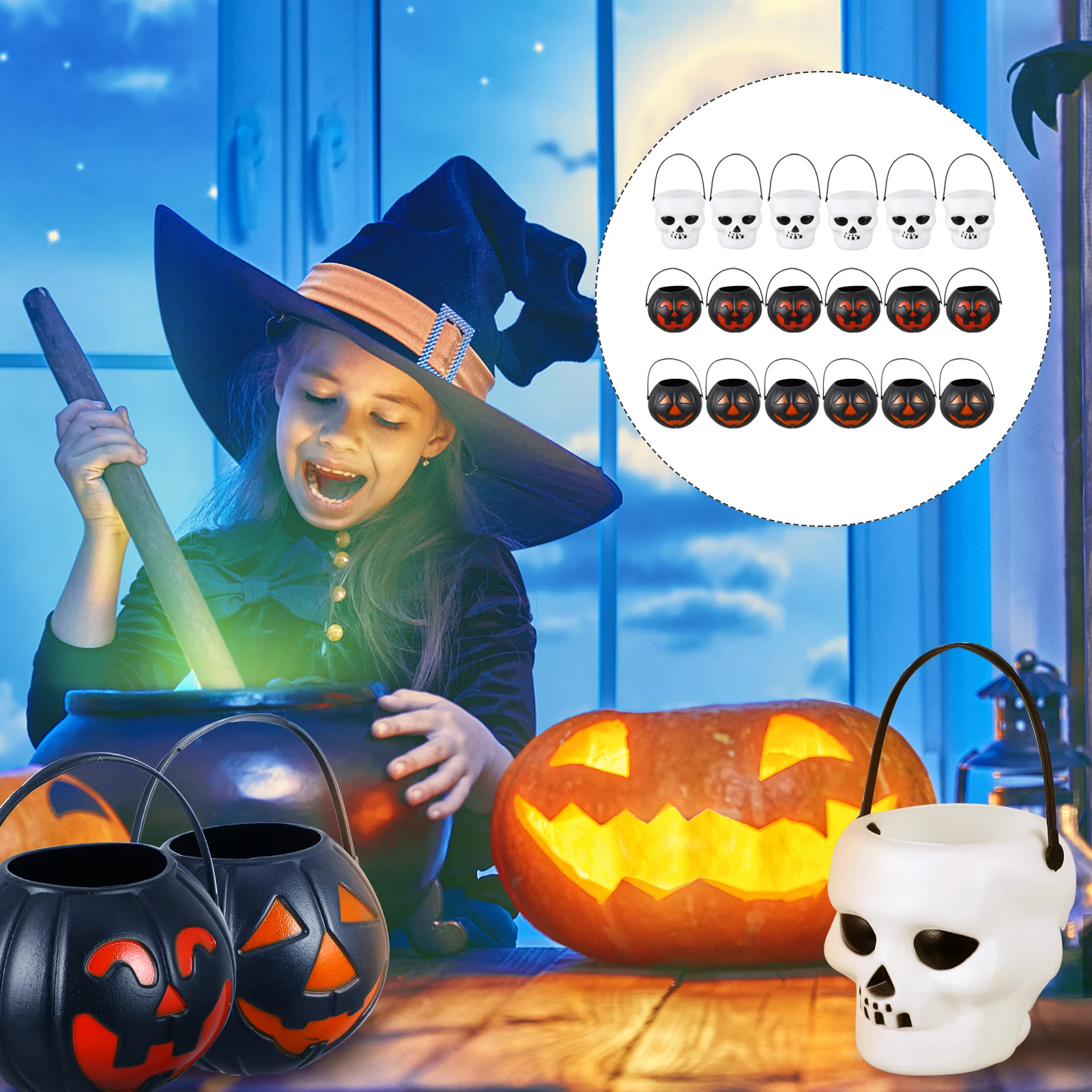 

18 Pcs Pumpkin Basket Bucket Candy Buckets Halloween Small Containers Mini Storage Boxes Child