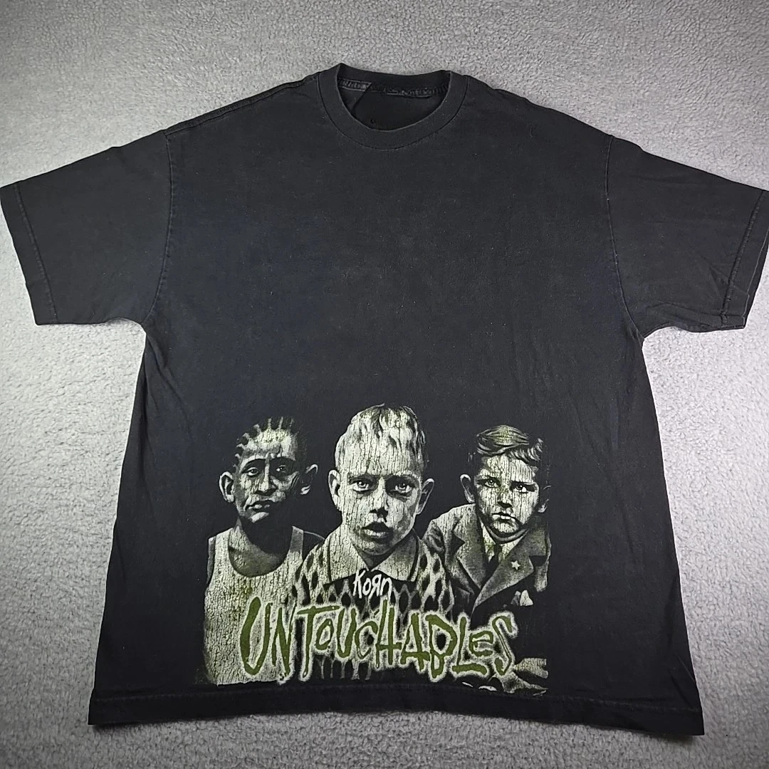 

Korn Untouchables 2002 Men's T-Shirt Black Nu Metal Band Album Tee American Tshirt Men Street Short-sleeved Women Cotton