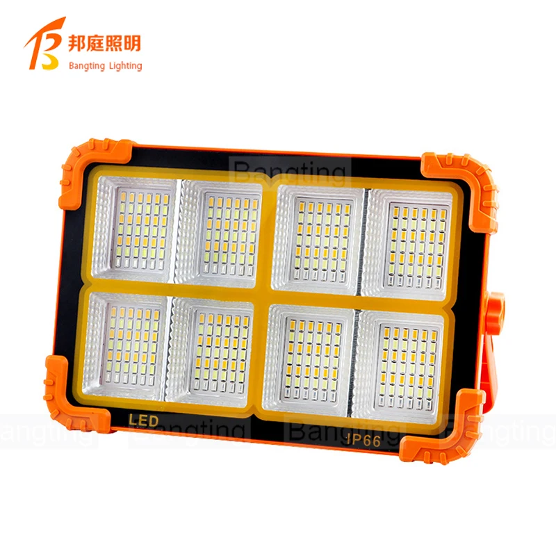 300W New High-power Rechargeable Solar Outdoor Portable LED Reflector Spotlight Projector Floodlight Construction Light