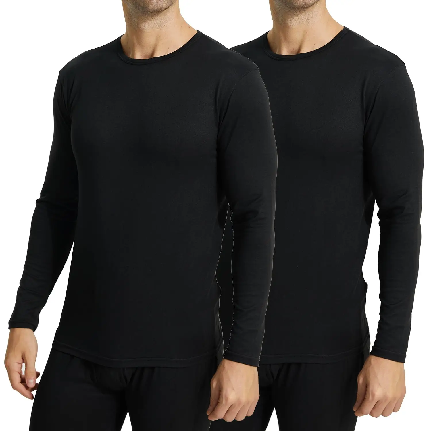 2 Pack Thermal Shirts for Men Crewneck Long Sleeve Thermal Undershirt Men Base Layer Cold Weather Thermals