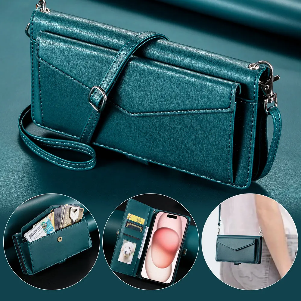 Capa Carteira de Couro Transversal para Motorola Moto Edge 60 Fusion 50 Ultra Edge50 Neo 60 70 60S S50 50 Pro - Estojo Livro