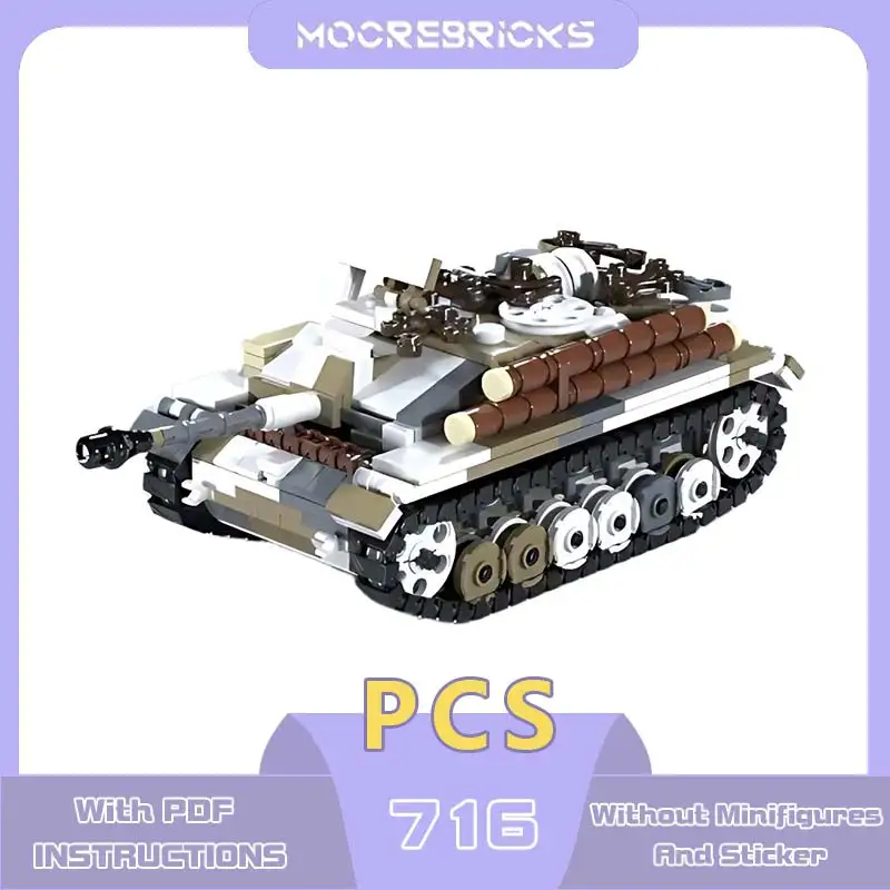 

MOC Building Blocks Stug III ausf.G Tank Model Tracked Armored Fighting Vehicle Classic Toy Bricks Children's Compatible Gift