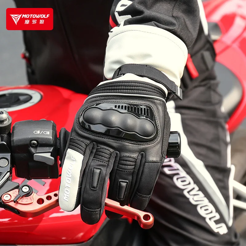

Motowolf Gloves Winter Motorcycle Thermal Gloves Windproof Motocross Leather Moto Men Waterproof Biker Gloves Перчатки Защитные
