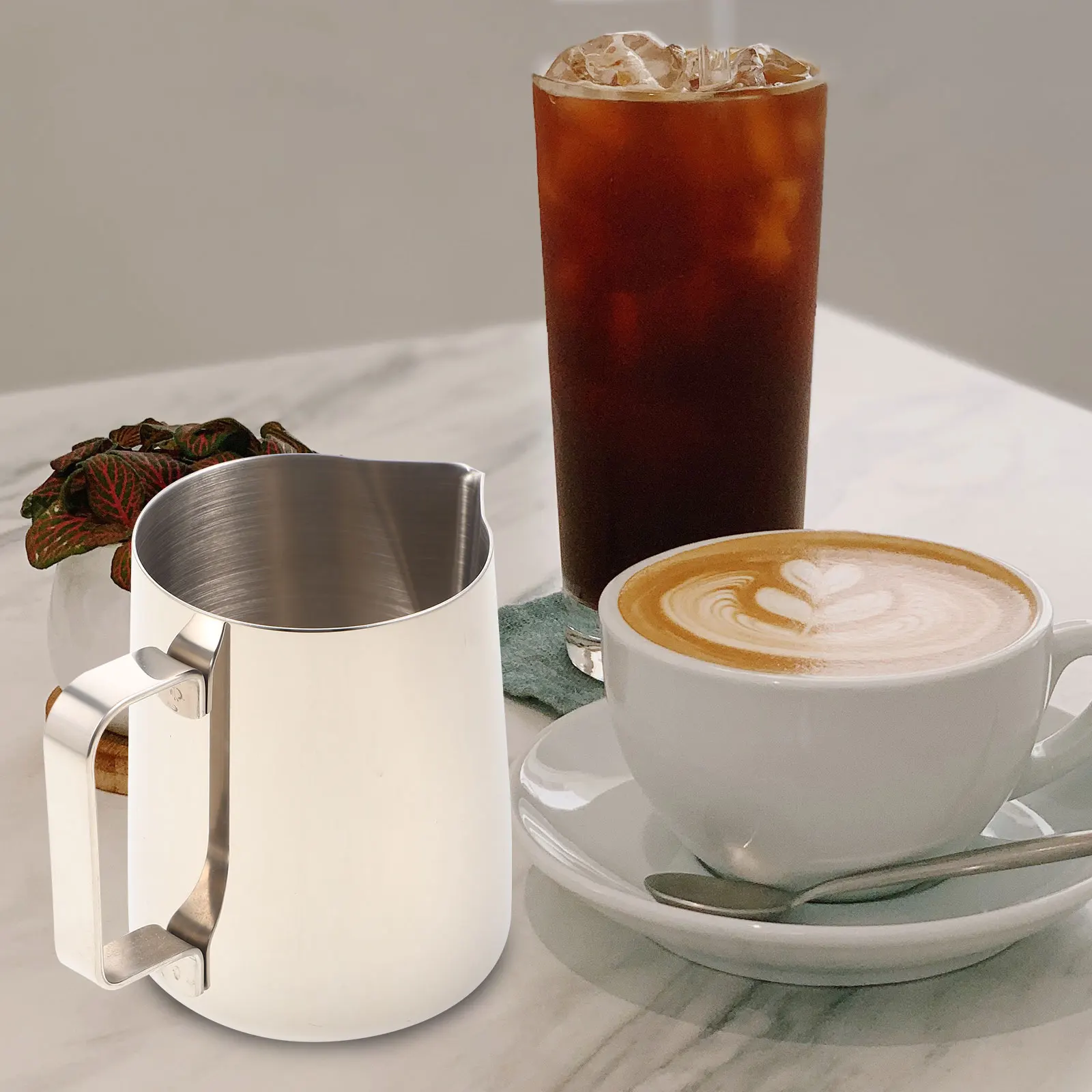 

Stainless Steel Milk Frothing Pitcher 300Ml Ergonomic Design For Latte Art Cappuccino Coffee Making Kitchen Tool