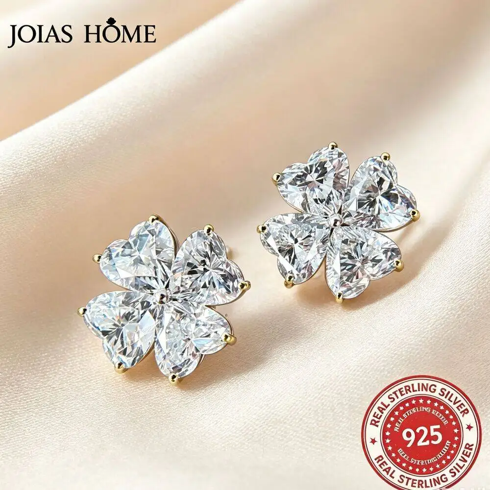 JH 4-Stone Heart Cut Moissanite Stud Earrings For Women 2.4CT Lab Diamond Ear Studs With Certificates S925 Silver Fine Jewelry