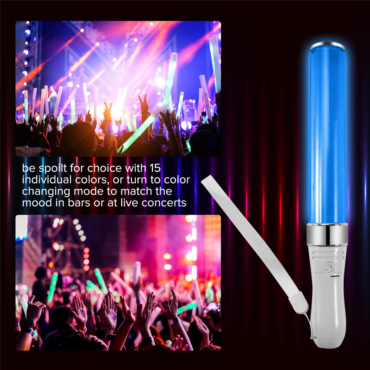 A47U 2 Pcs LED Light Sticks, 15 colors, Light Sticks, Light Sticks, Concert Props