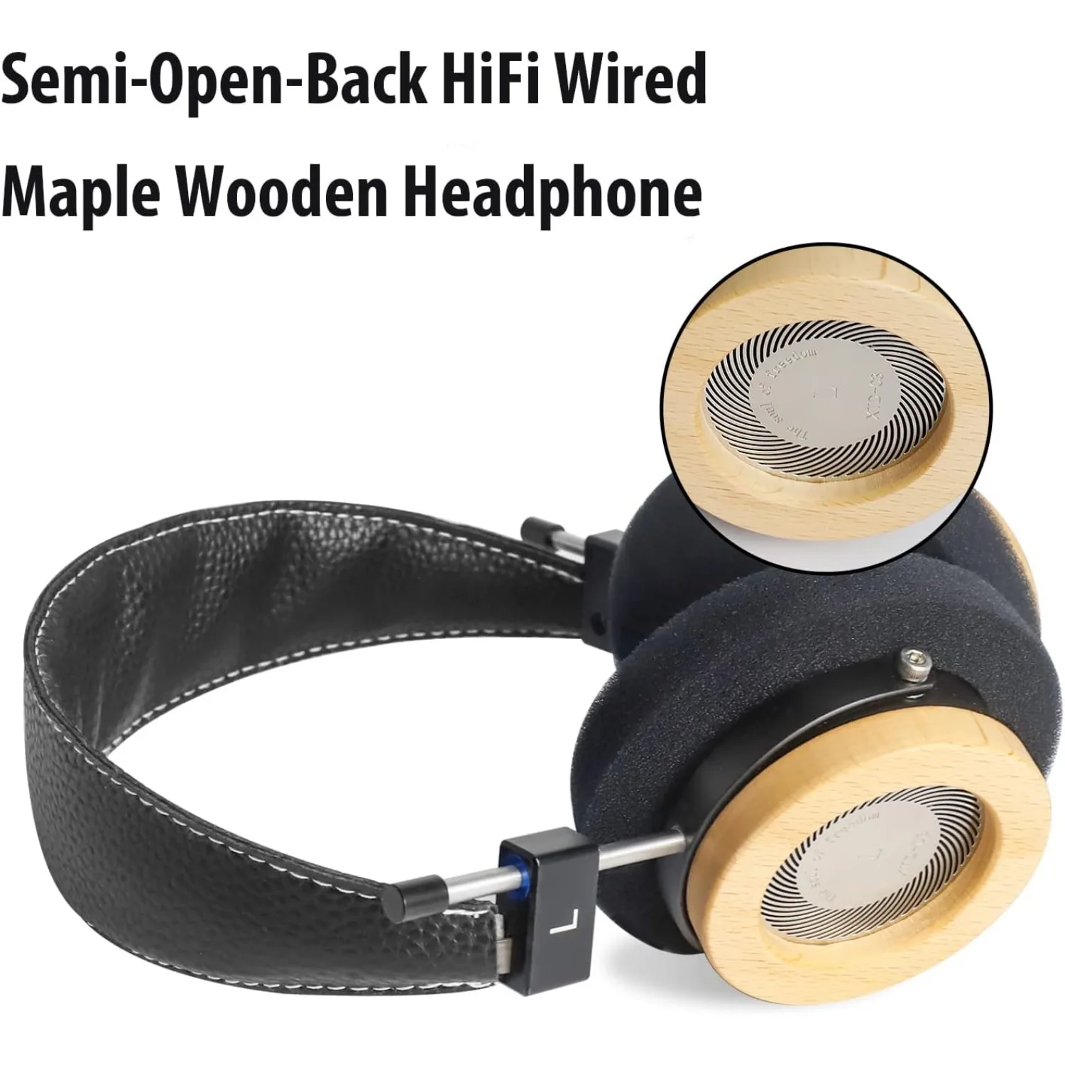 OKCSC WTD-3 Open Back HiFi Headphones Maple Wooden Shell 40mm Driver Unit Stereo Wired 3.5mm Jack Detachable Cable Vintage Style Over Ear Headphones for Music Audiophile Home Studio Listening