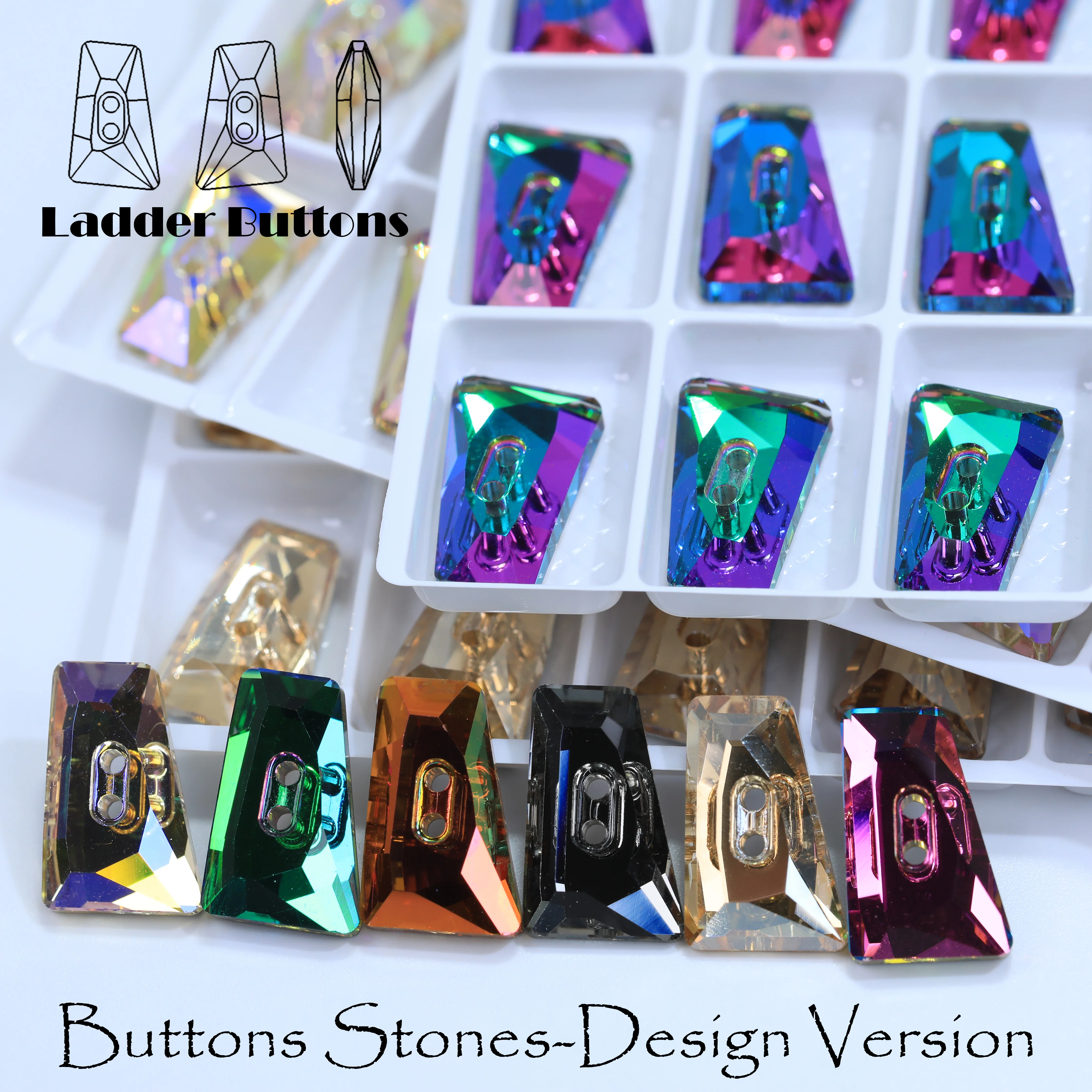 Leiterknöpfe, flache Rückseite, zum Aufnähen, Premium-Glas-Kristall, Normore-Farbe, Strasssteine für DIY-Bastelarbeiten, Schmuck, Kleidung, Kleider, Schuhe, Taschen – Detail 4