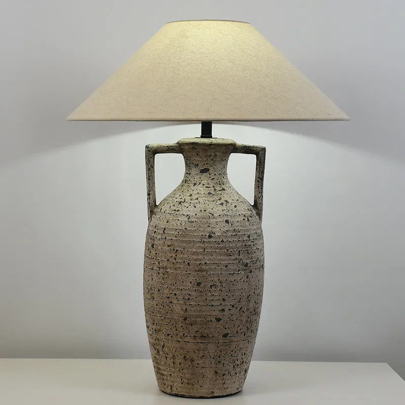 Wabi terroir ceramic table lamp Japanese creative new Chinese style living room bedroom bedside lamp