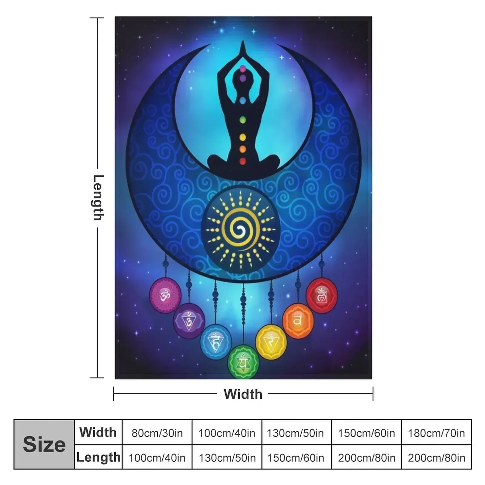 7 Chakra Female Moon & Sun - 59 Universe Throw Blanket