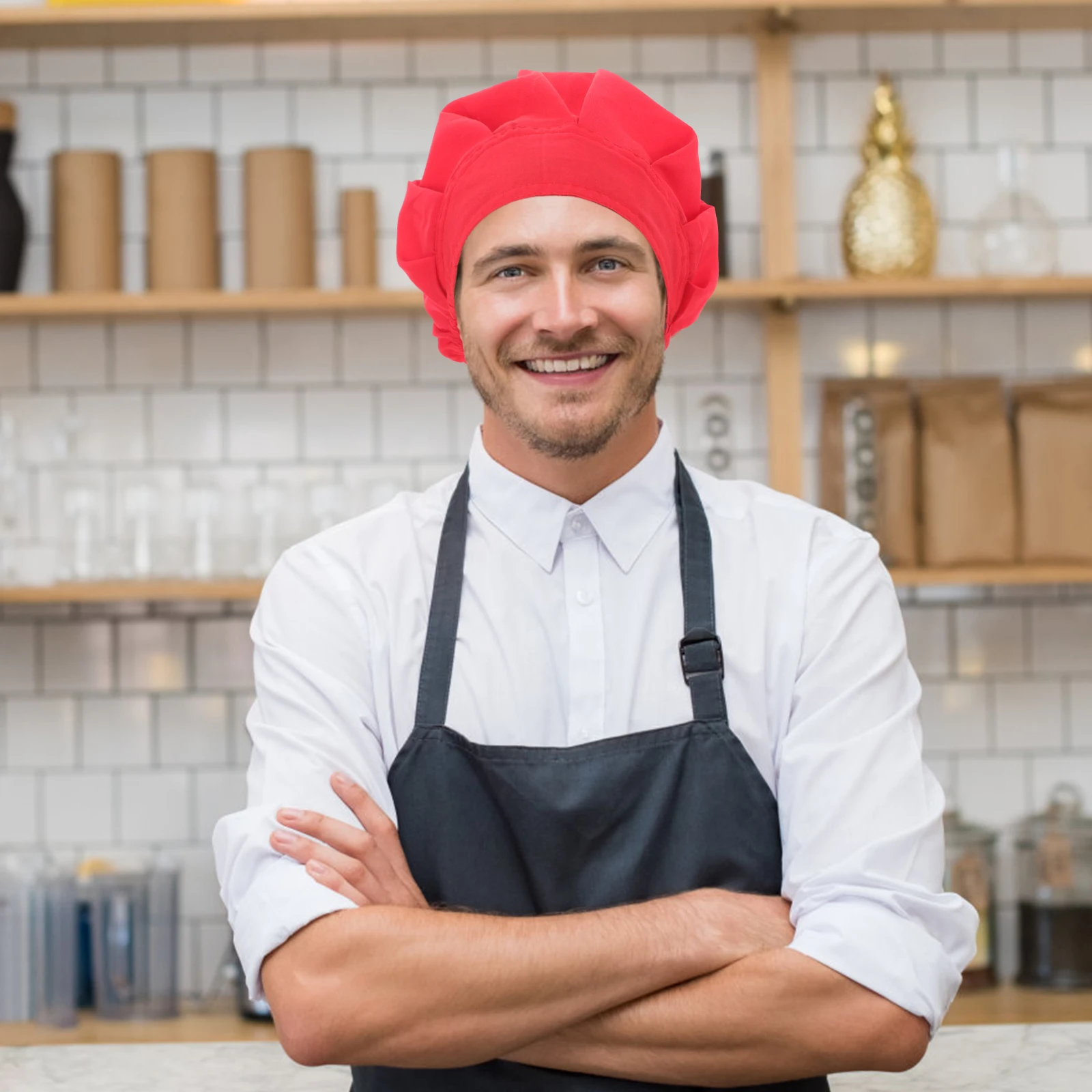 

Chef Hat Catering Dust Cap Waitress Cotton Service Women Nurse Cooking Kitchen Restaurant Uniform Breathing Comfort Lightweight