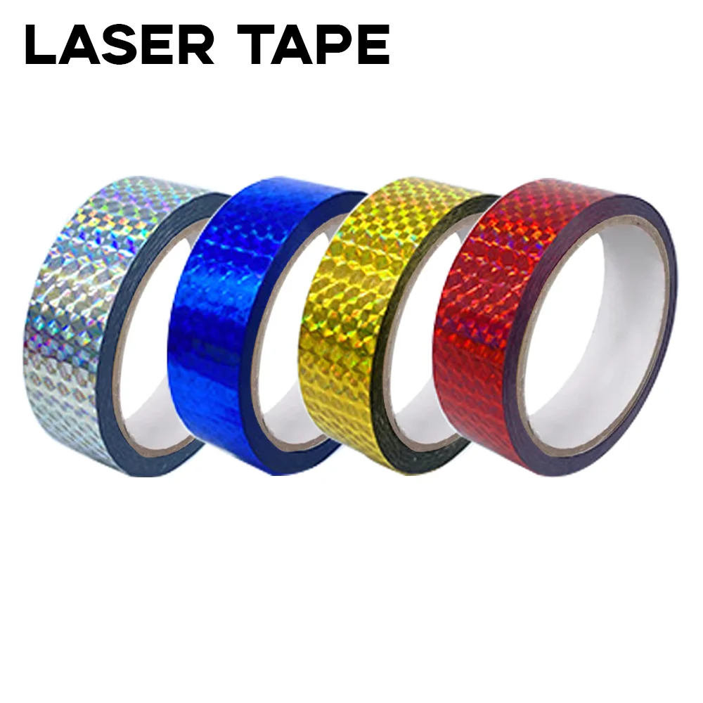 شريط ليزر ثلاثي الأبعاد، شريط زخرفي لامع ذاتي اللصق، تغليف هدايا الحفلات، ملصقات ذهبية وفضية ذاتية الختم