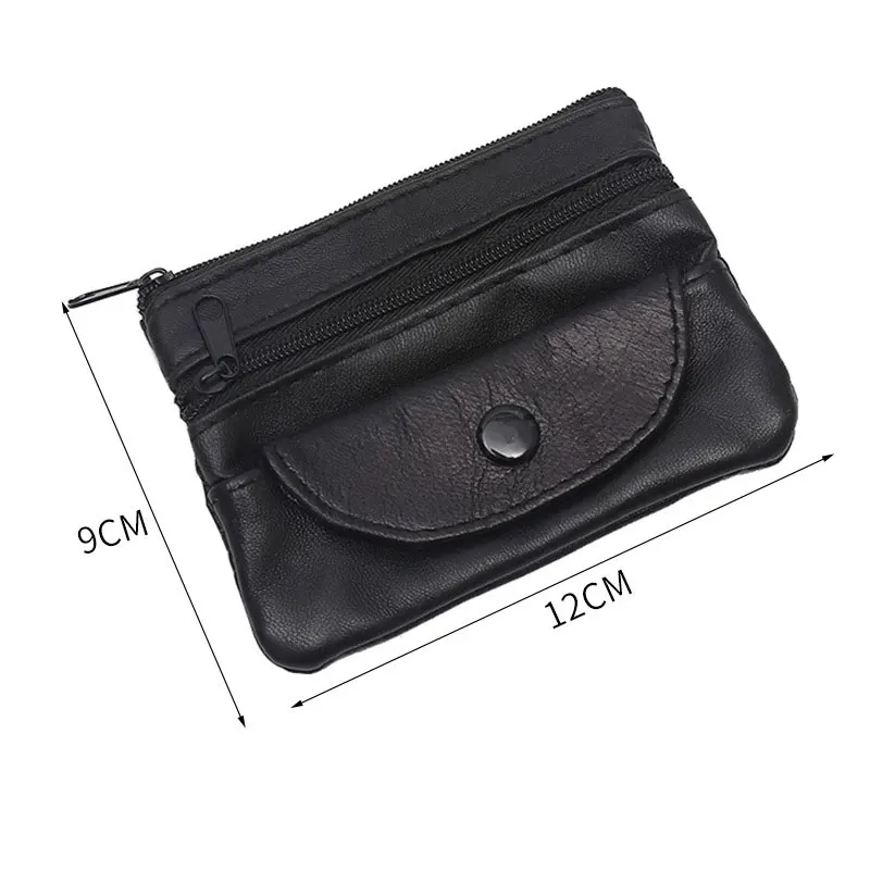 New Genuine Leather Zipper Coin Purse Men Women Clutches Wallet Change Bags Key Holder Business Credit Card Holder Cash Pocket