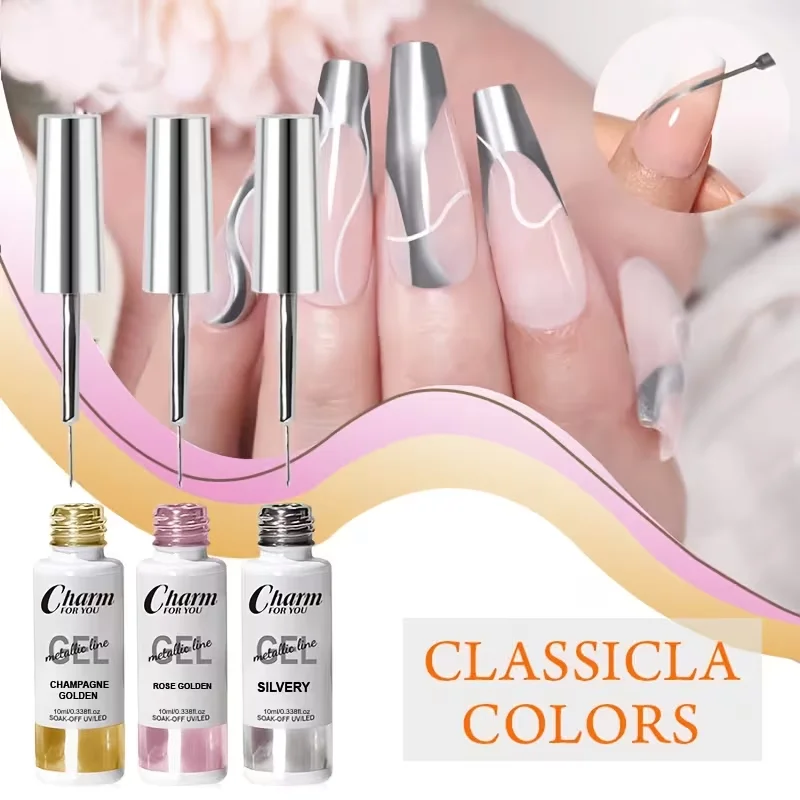 VERONNI 3-color metallic gel nail polish, hypoallergenic,features a design in rose gold,gold,and black,nail art and accessories