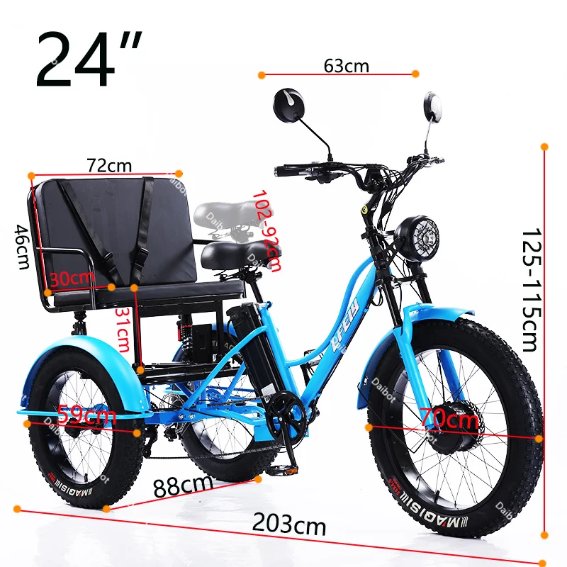 Electric Tricycle For Adult 3 Passengers 750w 48v Family Electric Bicycles  For Men Trike With Safe Belt Removable Battery - AliExpress 201355758