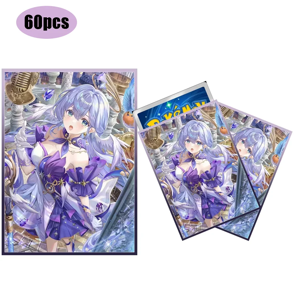 

60 шт., 67x92 мм, голографические рукава для игровых карт, защитные рукава для милых девочек для MGT/TCG/PKM, рукава для игровых карт, рукава для транзакционных карт