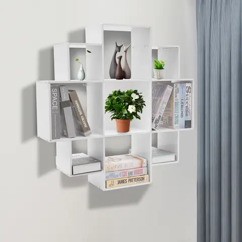Wall Mounted Display Bookcase Book Shelf Home Decor Storage Rack Shelving Unit