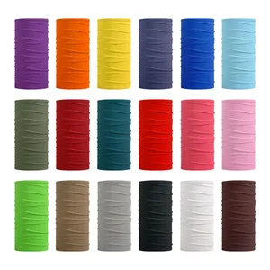 Mulus Warna Solid Bandana Pria Wanita Hitam Merah Abu-abu Ikat Kepala Syal Hiking Leher Pelindung Kaki Berkemah Bersepeda Penutup Wajah Balaclava 12 bandana kuning penjualan terbaik - №
