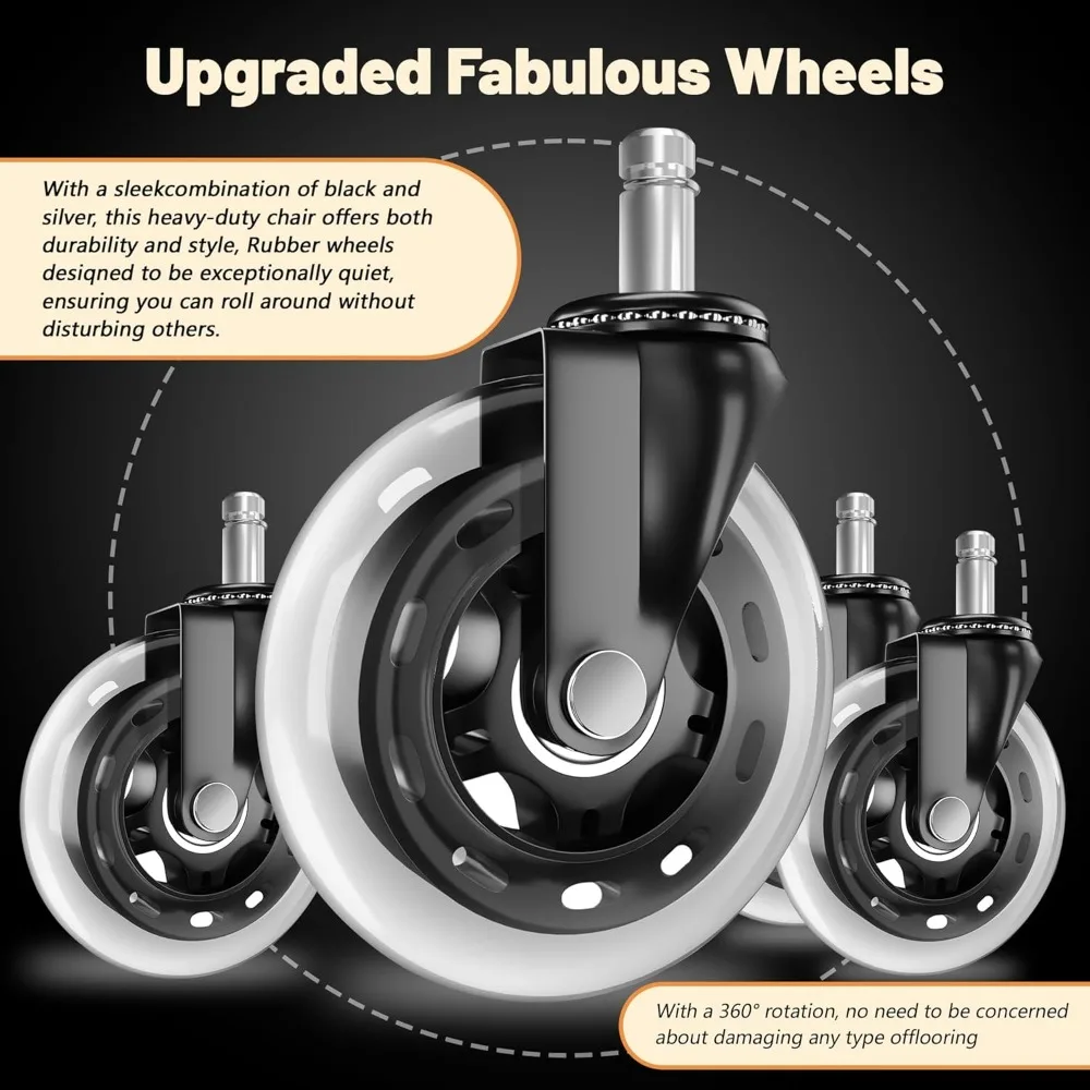كرسي مكتب تنفيذي 600 رطل كبير وطويل، كراسي مكتب جلدية مع دعم قطني قابل للتعديل، كرسي مكتب تنفيذي هادئ #5