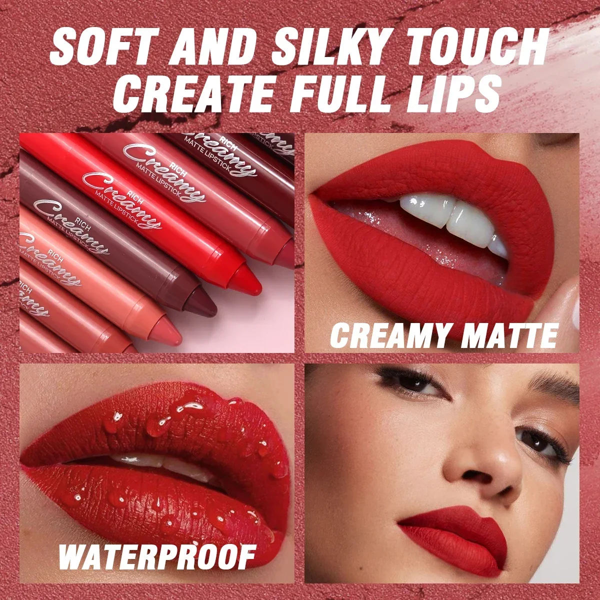 Lip Liner ปากกา Soft Mist Matte Lip Crayon เซ็กซี่ Rose สีชมพูลิปสติกดินสอ Lip Contouring Lipliner Outline Tint เครื่องสําอางค์