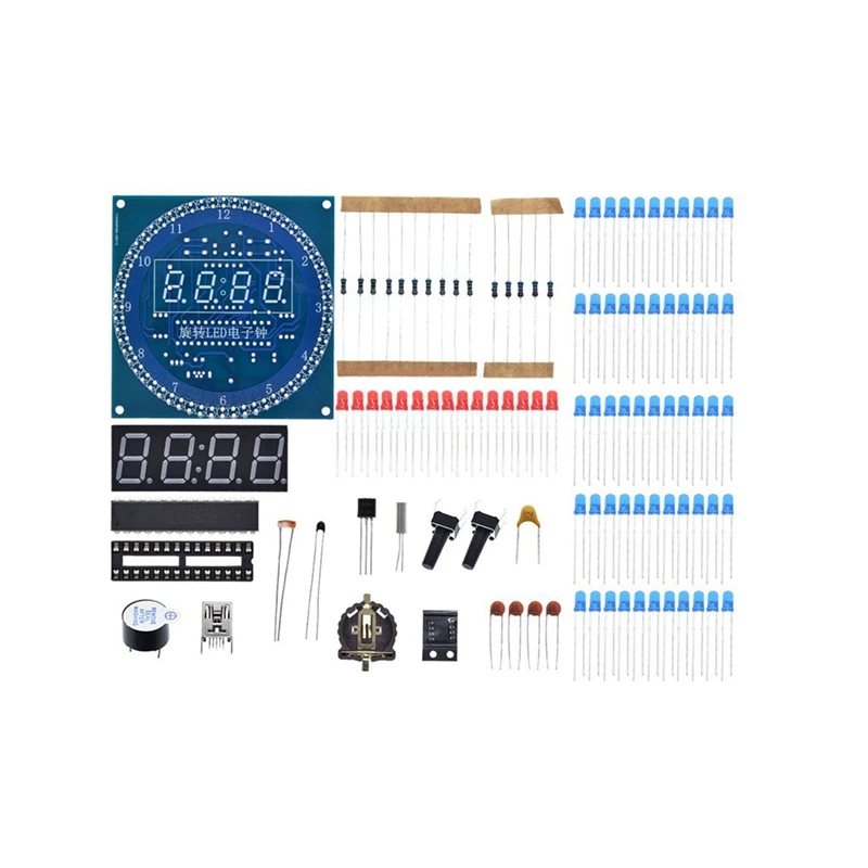 Kit orologio digitale elettronico Scheda di apprendimento microcontrollore C51 DS1302 Modulo display a LED rotante Parti di produzione fai-da-te