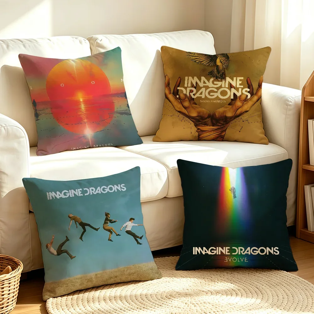 Band I-Imagine D-Dragons-S cushion cover Soft Smooth Pillow Case Hidden Zipper Washable Decorative Couch Office Gift