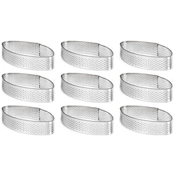 9 Pack Stainless Steel Tart Ring, Heat-Resistant Perforated Cake Mousse Ring Cake Mousse Molds Circle Cutter Pie Ring