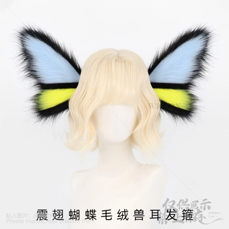 Furry Cosplay Furrysuit Anime Hair Accessory Animal Ears Foxes Butterfly Headband Hair Clip Cute Plush Headdress Cos Customized view 3