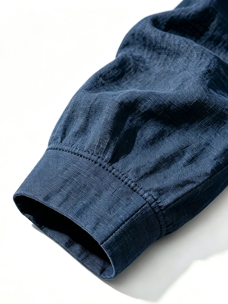 Herren Leinen-Pullover-Hemd Frühling Herbst Lässiges Kapuzen-Oberteil Locker Geschnittenes Langarm-Textilhemd Leichte Freizeitkleidung für Männer – Detail 10