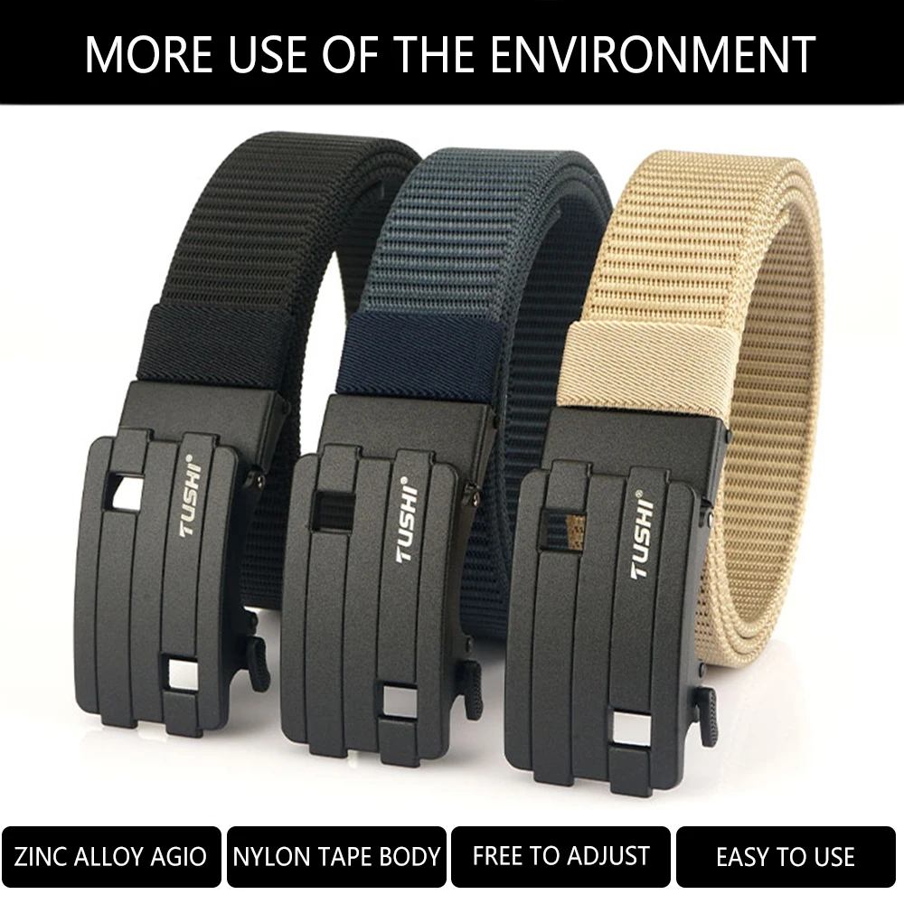 TUSHI Military Automatic Buckle Nylon Belt Outdoor Hunting Multifunctional Tactical Canvas Belt High Quality Men And Women Belt