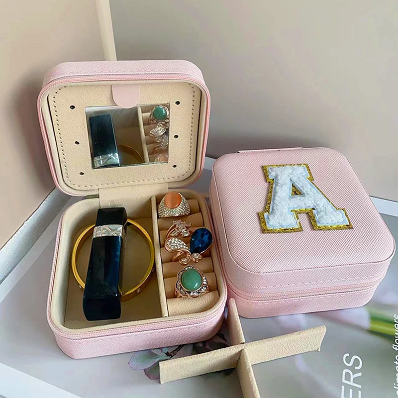 Creative Letter Travel Jewelry Box Cute Mini Portable Organizer Travel Case Storage Boxes for Rings/Earrings/Necklaces/Bracelets