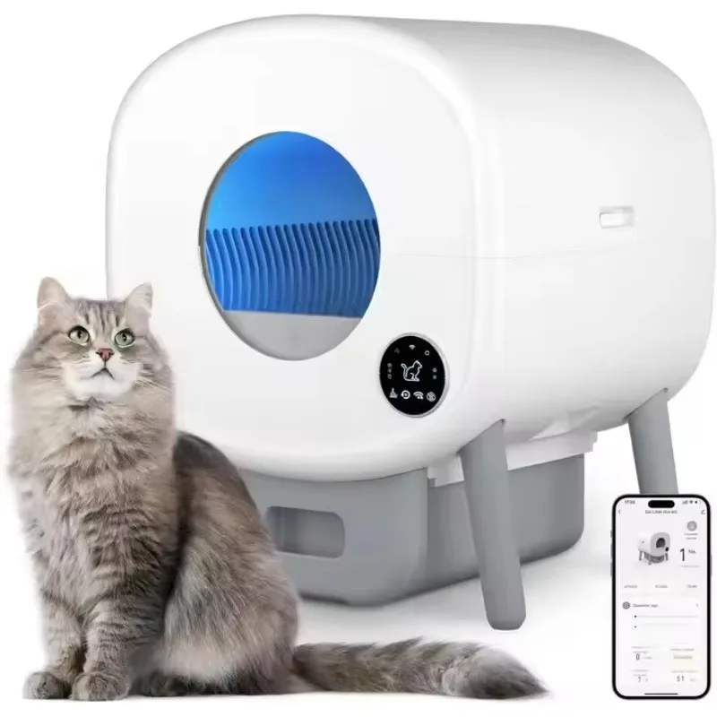 Smart Electric Cat Litter Box No Odor Control Automatic Timed Self-Cleaning App Controlled Plastic Toilet Tray Easy Clean