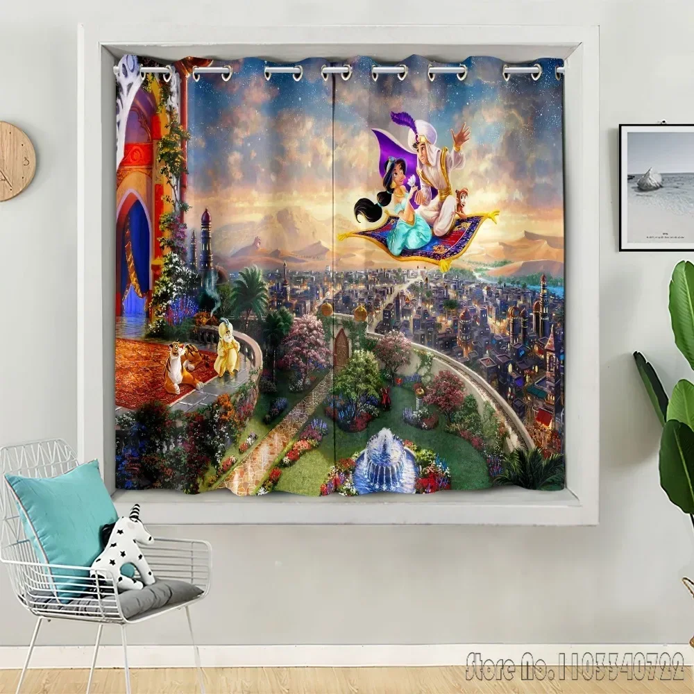 

Disney Jasmine Ariel Princess and Prince Window Curtain 3D Print Blackout Curtains Living Room Bedroom Decor Custom Kids Gift