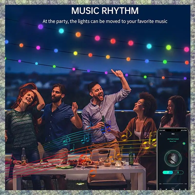 

WON Smart LED RGB String Light Outdoor Decoration DIY Home Decor String Lights Lamp Waterproof Night Light Camping Light-B Durab