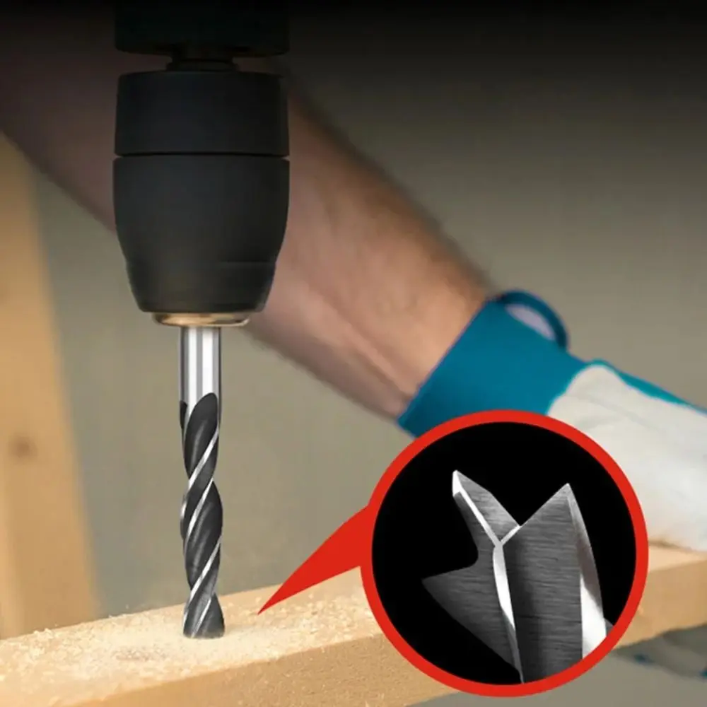 

5PCS 4/5/6/8/10mm Three-pointed Woodworking Drill 1/4" Hex Shank Power Tool Twist Dril Bit Durable Multi-function