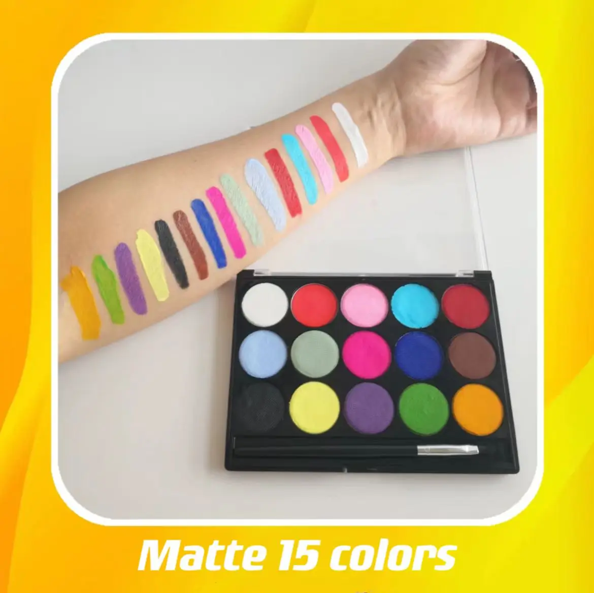 Customized 15 Color Popular UV Pearly Matte Brown Water Activated Eyeshadow Eyeliner Palette