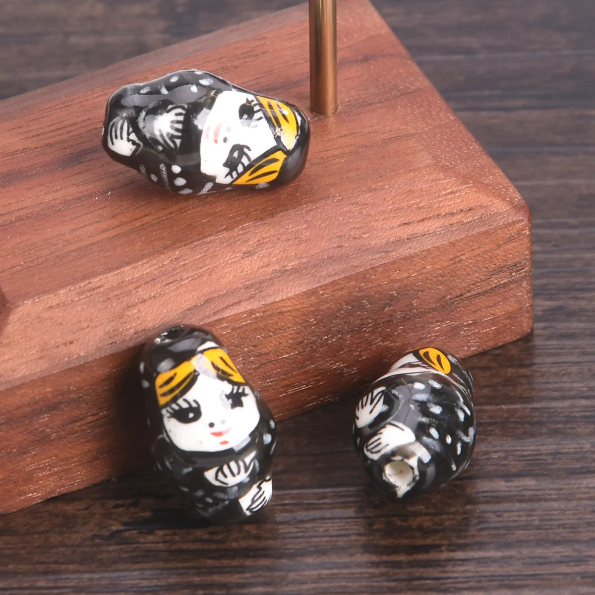 5pcs 22x13mm Russian Matryoshka Doll Shape Patterns Ceramic Porcelain Loose Crafts Beads lot for Jewelry Making DIY Findings