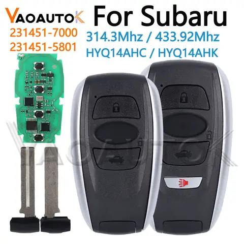 자동 스마트 원격 키, 스바루 BRZ 크로스 스트렉 포레스터 임프레자 레거시 아웃백 어센트 HYQ14AHK HYQ14AHC 7000/5801 ID4D/8A 칩