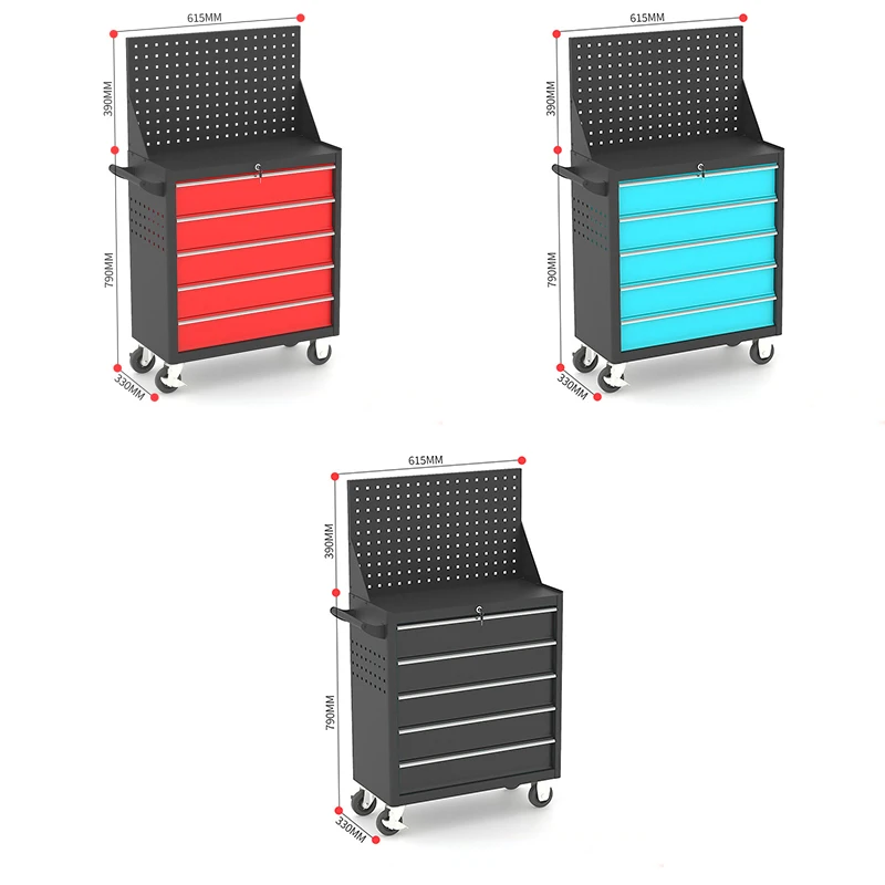 Mobile Workshop Tool Cabinet with Locking Drawers, Tool Pegboard & Smooth-Rolling Casters