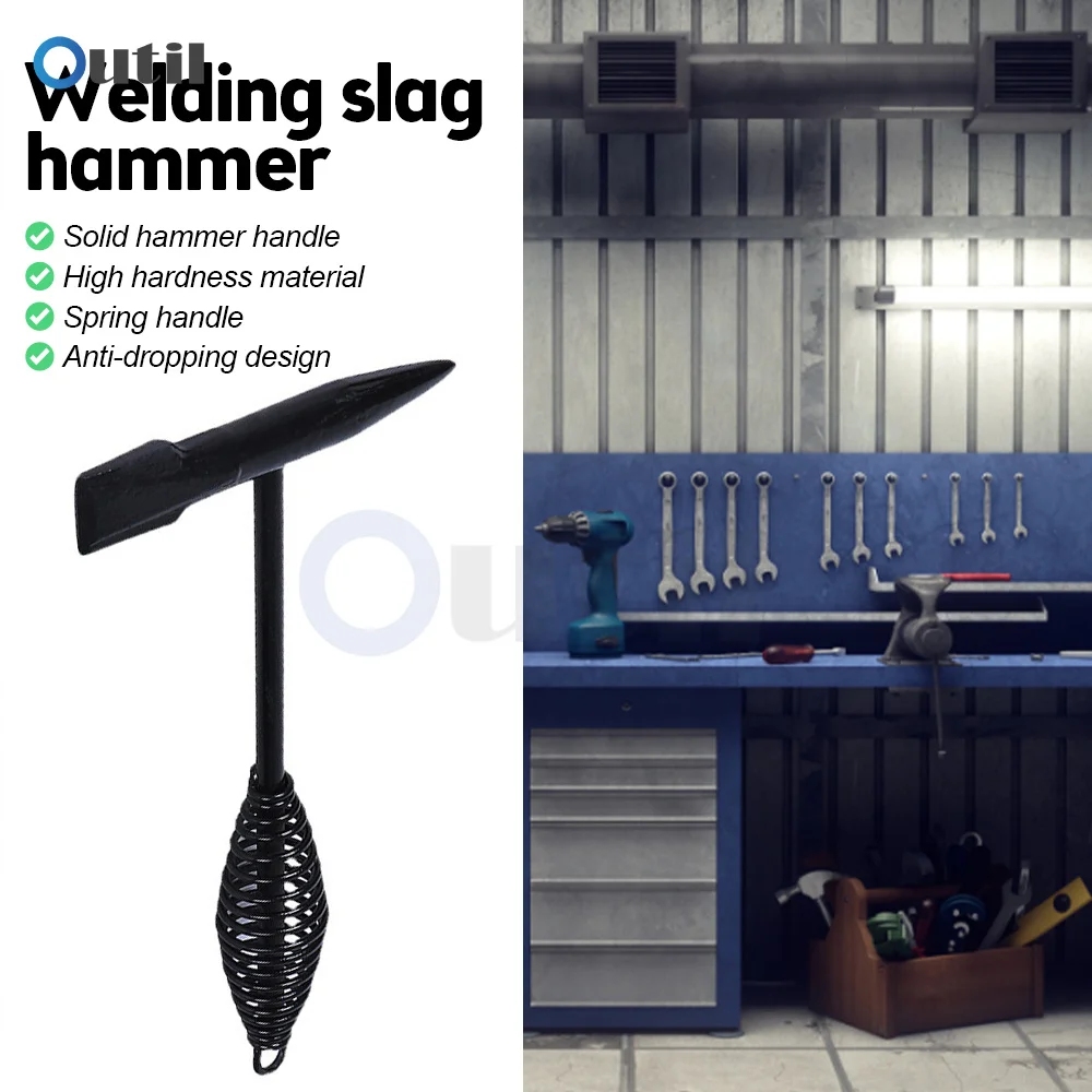 Derusting Welding Slag Hammer High Carbon Steel Solid Hammer Handle Spring Handle Welder Slag Hammer for Remove Welding Slag