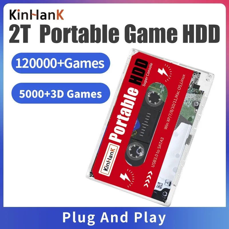 KINHANK Super Console X 500GB 2TB HDD Batocera 33 System Game Hard Drive Disk With 110000 Games For ARCADE/DC/SS/MAME