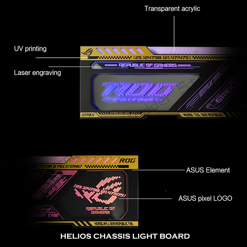 RGB Light Panel Backplate Dynamic Display For Asus ROG Strix Helios Case,PC Gamer DIY LED Computer Case Decoration,5V M/B SYNC