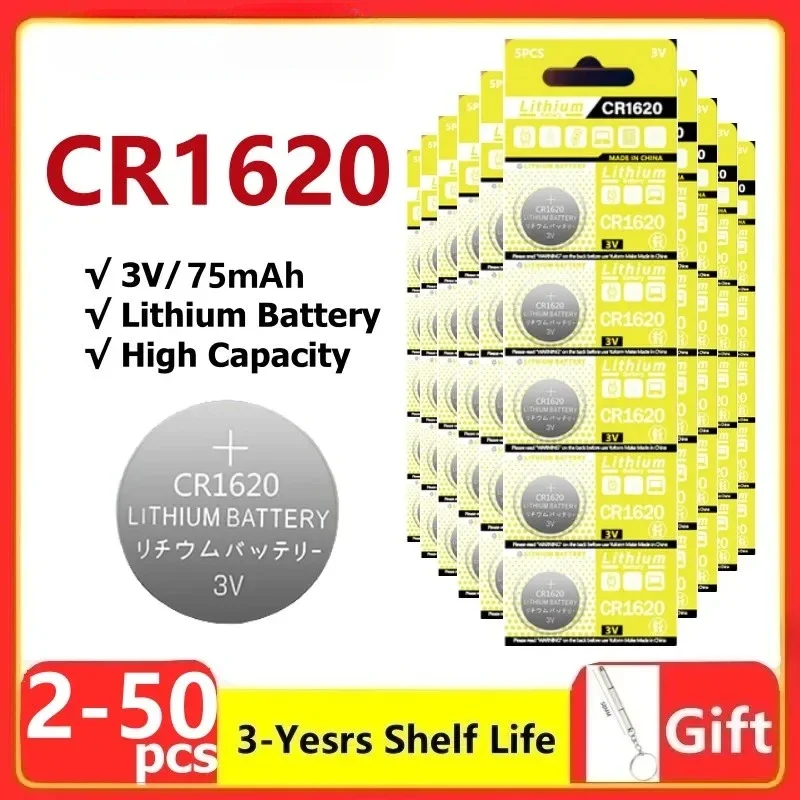 2-60PCS CR1620 CR 1620 Button Battery For Watch Car Remote Control Calculator Scales Shavers DL1620 BR1620 Lithium Coin Cells