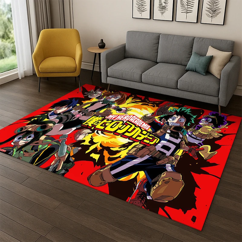 Cartoon My Hero Academia Deku Bakugou Anime Carpet Rug for Bedroom Living Room Sofa Doormat Home Decor,Kid Area Rug Non-slip