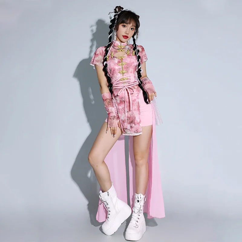 جديد Kpop مجموعة ملابس رقص الجاز النساء الوردي جوجو راقصة وتتسابق النمط الصيني دعوى المغني DJ مرحلة الأداء الملابس BL17074 #2