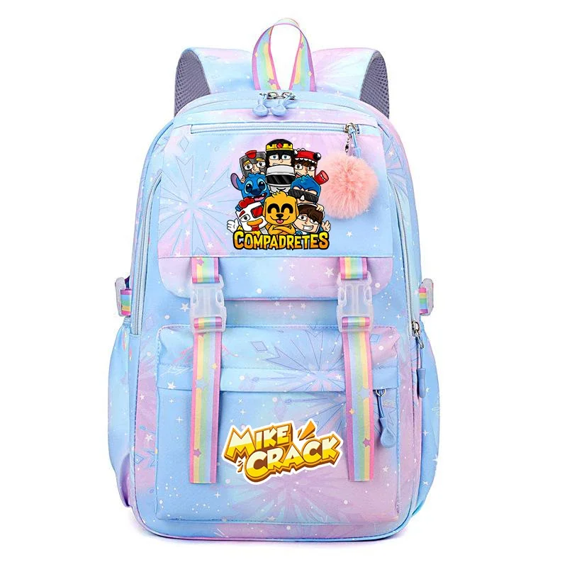 

Anime Compadretes Printed Nylon Backpack Student Girls School Bags Fashion Laptop Book Pack Mikecrack Backpacks for Kids Gifts