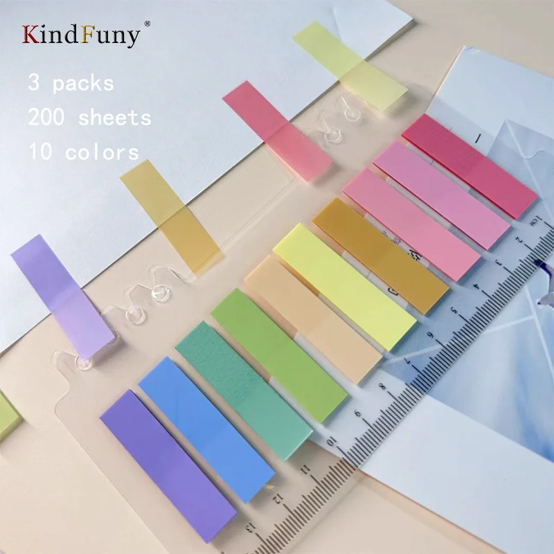 KindFuny Transparent 200pcs Sticky Notes Scrapes Stickers Note Pads Paper Clear Notepad School Stationery Supplies